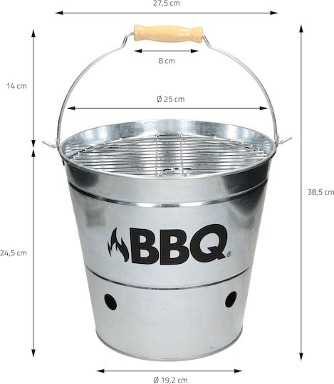 ECD Germany Inox Portabilă Grătar cu Cărbuni 25cmx25cm