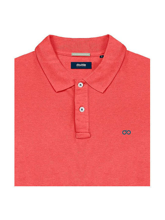 Double Men's Short Sleeve Blouse Polo Orange