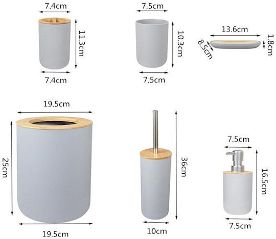 Plastic Bathroom Accessory Set White 6pcs