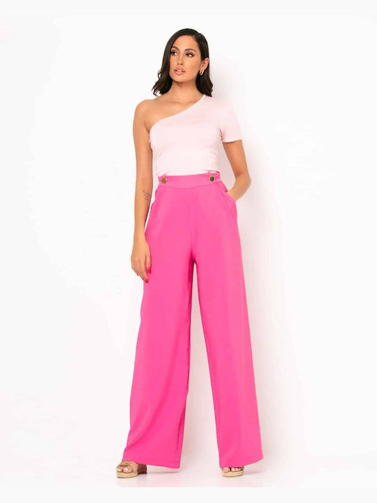 Noobass Women's Summer Crop Top with One Shoulder Pink