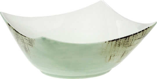 Cryspo Trio Country Porcelain Salad Bowl with Salad Spoons Green 25x25x12cm