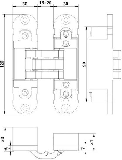 Otlav Metallic Door Hinge Ασημί