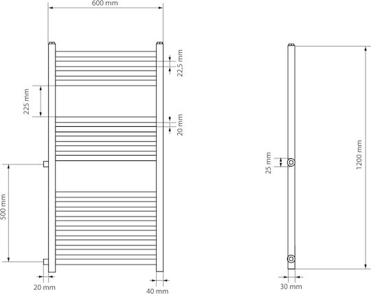 ECD Germany Sahara Replacement Релса за кърпи за Баня 1200x600 Бяла