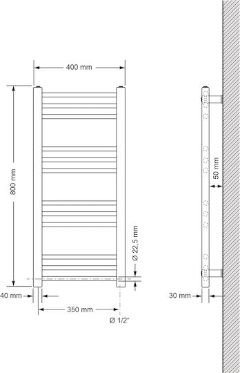 ECD Germany Handtuchhalter Badezimmerheizkörper 800x400 Weiß