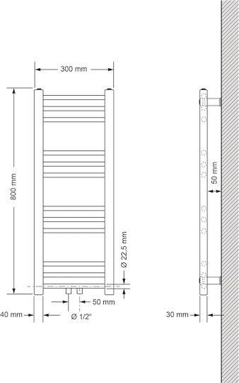 ECD Germany Sahara Șină pentru prosoape de Baie 800x300 Albă