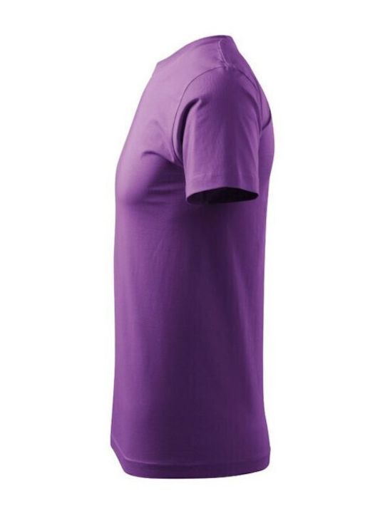 Malfini Basic Ανδρικό Διαφημιστικό T-shirt Κοντομάνικο σε Μωβ Χρώμα