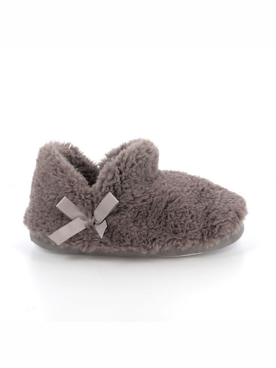 Adam's Shoes 903-22509-29 Closed-Back Women's Slippers with Fur In Gray Colour