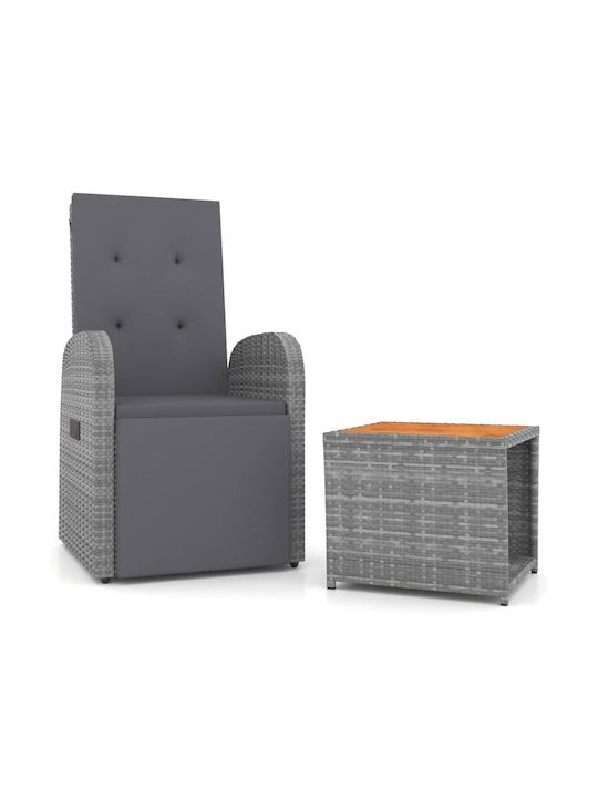 Garden & Outdoor Furniture Set for Small Spaces 2 Pieces Gray with Pillows