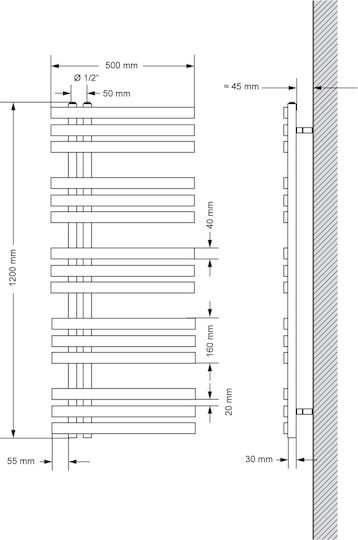 ECD Germany Ηλεκτρική Πετσετοκρεμάστρα 1200W 120x50cm Ασημί