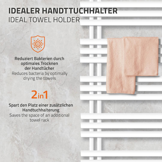 ECD Germany Iron Em Elektrische Handtuchheizkörper 900W 120x50cm Weiße