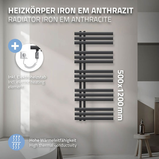 ECD Germany Iron Em Ηλεκτρική Πετσετοκρεμάστρα 1200W 120x50cm Γκρι