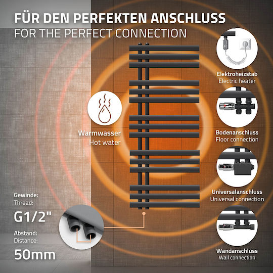 ECD Germany Iron Em Ηλεκτρική Πετσετοκρεμάστρα 1200W 120x50cm Γκρι