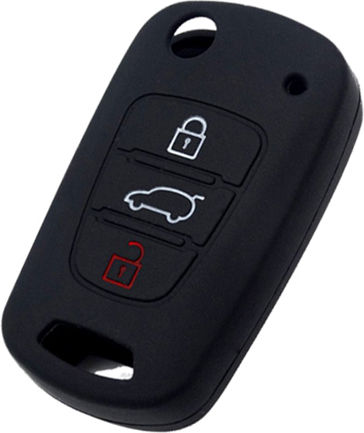 Silicone Car Key Cover Case with 3 Buttons for Hyundai / Kia Black