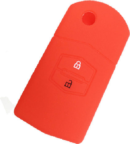 Silicone Car Key Cover Case with 2 Buttons for Mazda Red