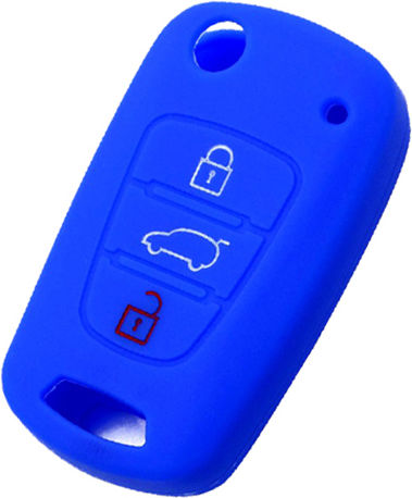 Silicone Car Key Cover Case with 3 Buttons for Hyundai / Kia Blue