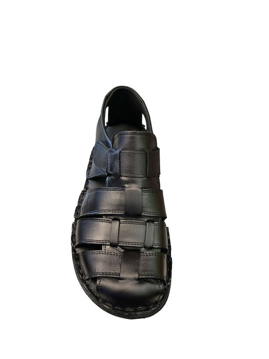 Leder Herrensandalen in Schwarz Farbe