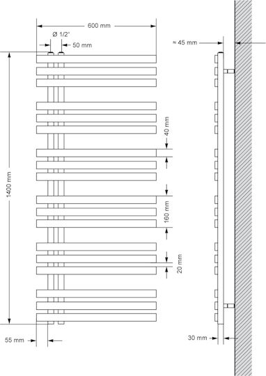 ECD Germany Πετσετοκρεμάστρα Μπάνιου 1400x600 Λευκή