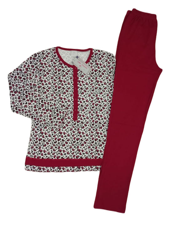 Lydia Creations Winter Women's Pyjama Set Burgundy