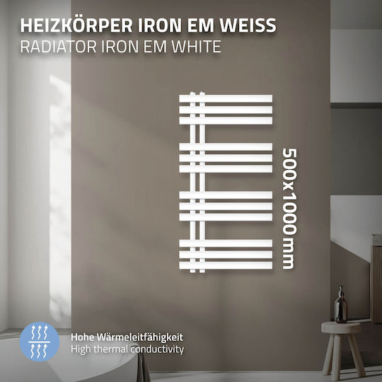 ECD Germany Iron Em Πετσετοκρεμάστρα Μπάνιου 1000x500 Λευκή