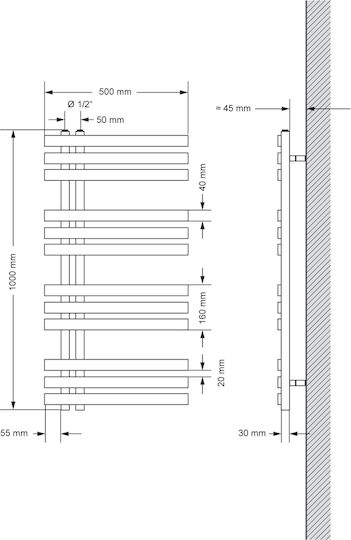 ECD Germany Iron Em Πετσετοκρεμάστρα Μπάνιου 1000x500 Λευκή