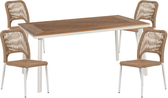 Dining Room Set 5 Pieces White/Walnut