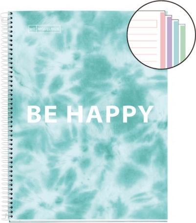 Miquelrius Spiral School Notebook Ruled A4 120 Paper Sheets Antiviral Tie Green