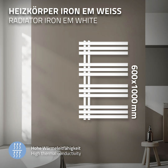 ECD Germany Iron Em Релса за кърпи за Баня 1000x600 Бяла