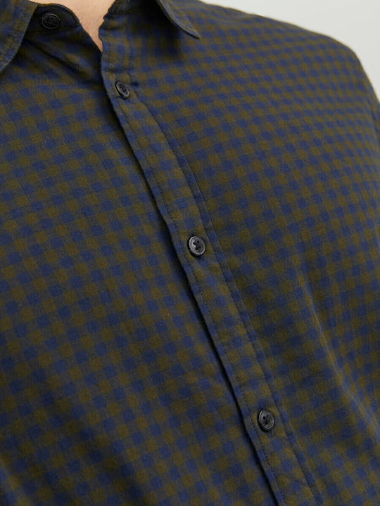 Long-sleeved Cotton Shirt Checked FOREST NIGHT