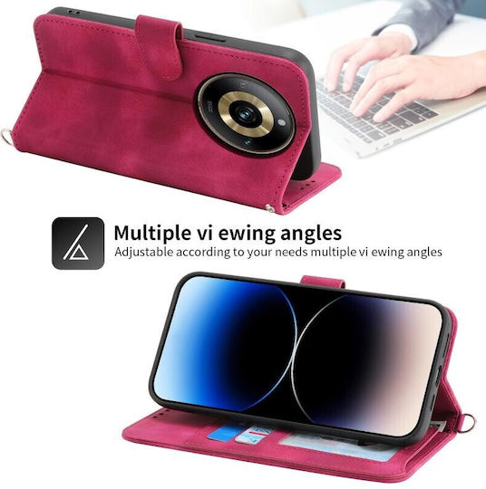 Skin-feel Embosse Wallet Burgundy (Realme 11 Pro / 11 Pro+)