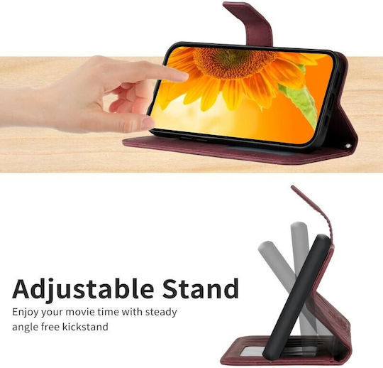 Sun Flower Wallet Burgundy (TCL 40 SE)
