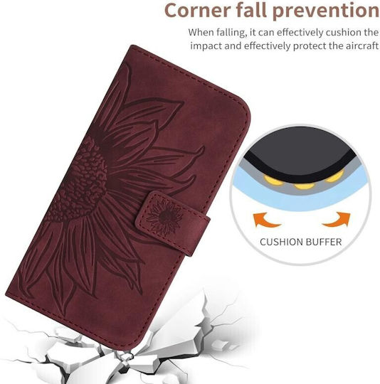 Sun Flower Wallet Burgundy (TCL 40 SE)