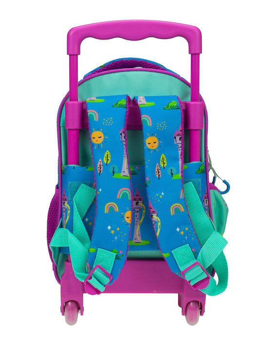 Gim Princess Rapunzel School Bag Trolley Kindergarten Light Blue with Water Bottle Holder 12Liters