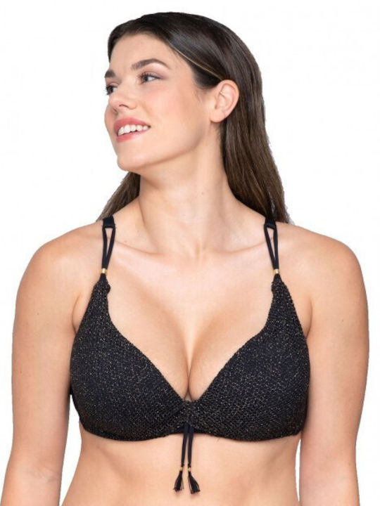 Luna Padded Bikini Set Bra & Slip Bottom with Adjustable Straps Black