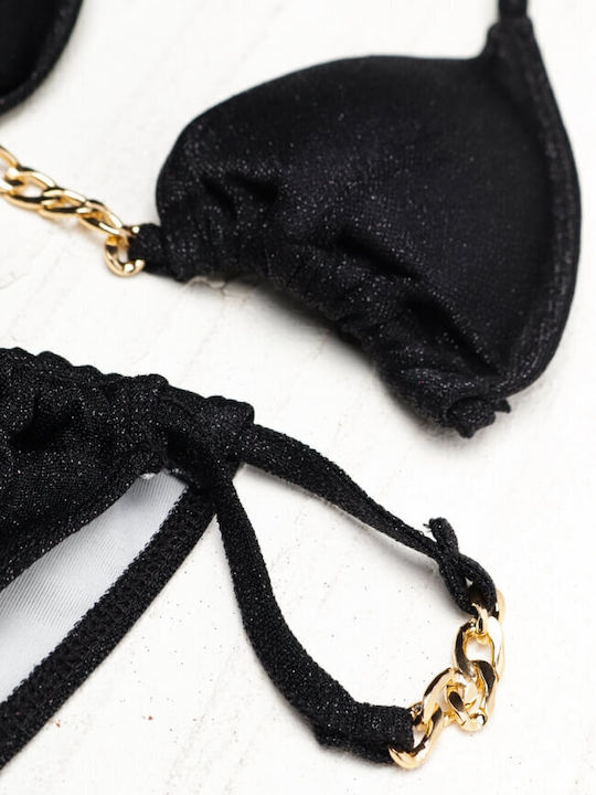 Bikini Set Triangle Top & Slip Bottom Black
