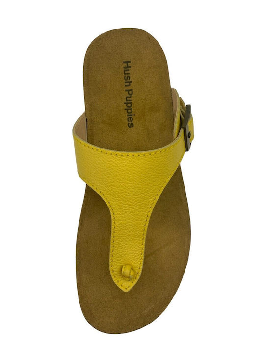 Hush Puppies Women's Leather Platform Wedge Sandals Yellow