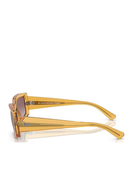 Ray Ban Kiliane Unisex Ochelari de soare cu Galben Cadru și Violet Degrade Lentilă