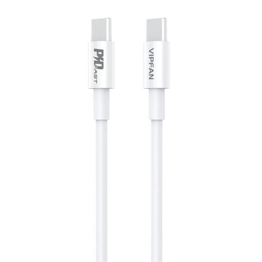 Vipfan Φορτιστής με Θύρα USB-C και Καλώδιο USB-C - USB-C 20W Quick Charge 3.0 Λευκός (E04)