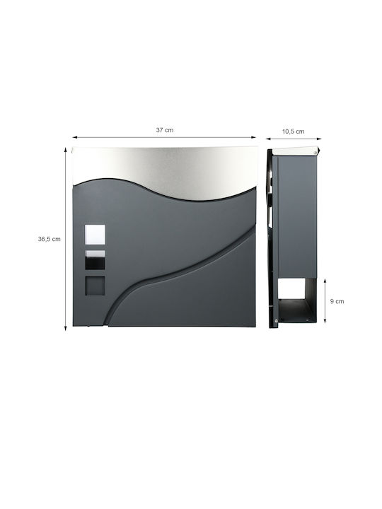 ECD Germany Outdoor Mailbox Inox in Gray Color