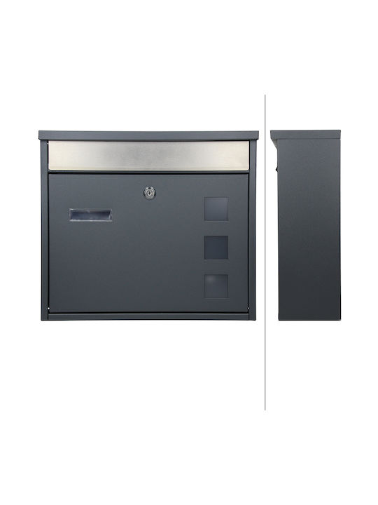 ECD Germany Външна Пощенска Кутия Inox в Сив Цвят 36x11.5x31.5см
