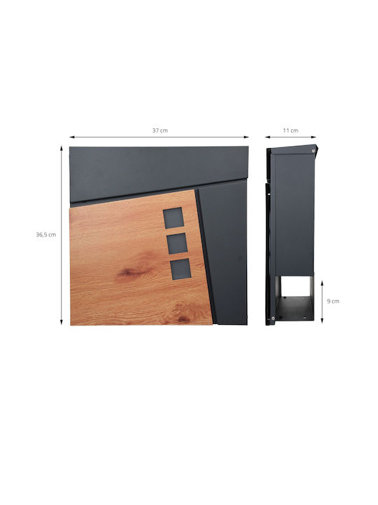 ECD Germany Mldesign Außenbereich Briefkasten Metallisch in Braun Farbe 36.5x11x37cm