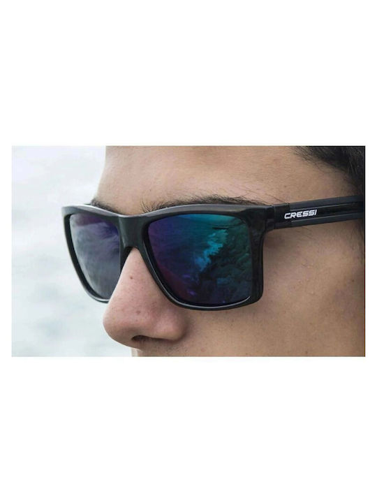 CressiSub Rio Men's Sunglasses with Black Plastic Frame and Blue Polarized Lens XDB100111