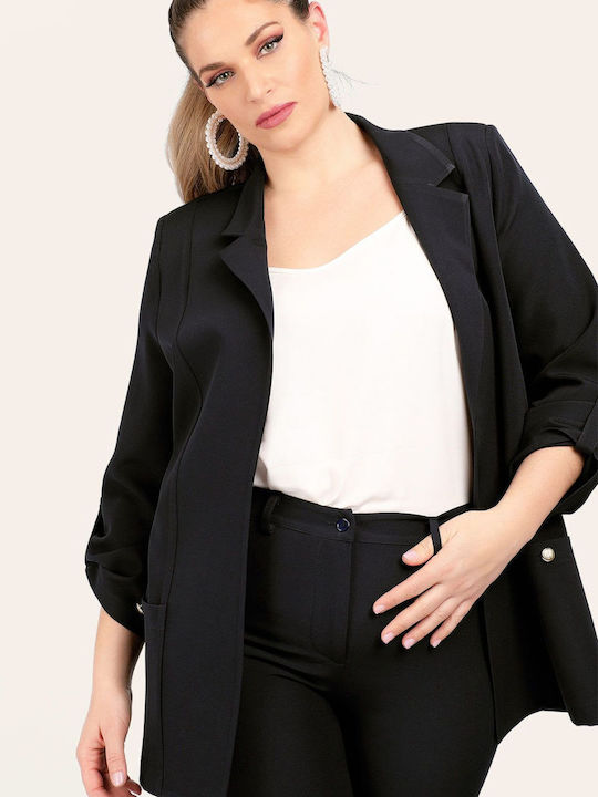 Dina Long Women's Crepe Blazer Black