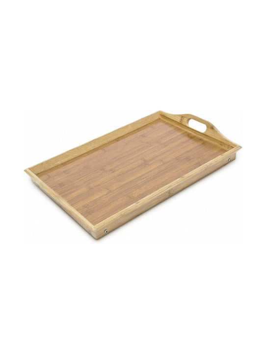 Relaxdays Holz Rechteckig Betttablett mit Griffen in Braun Farbe 52x33cm 10018881 1Stück