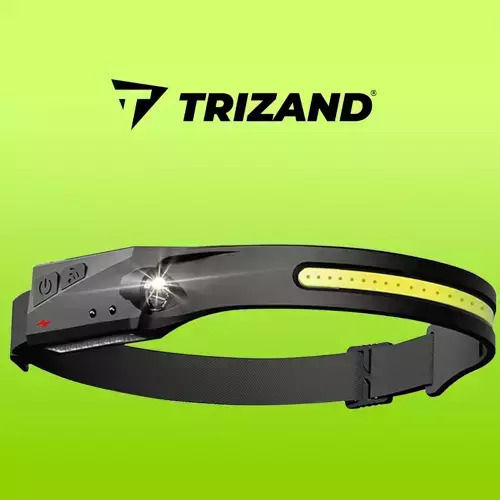 Trizand Επαναφορτιζόμενος Φακός Κεφαλής LED IPX4 με Μέγιστη Φωτεινότητα 350lm