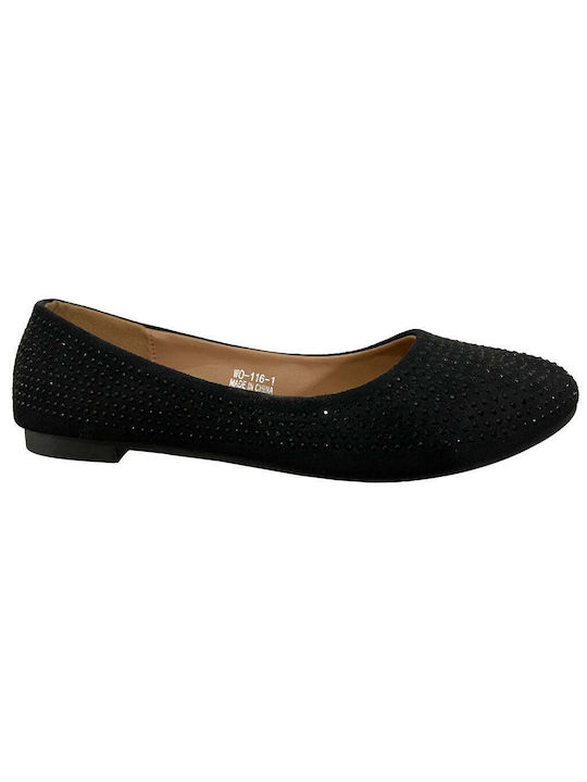 Ustyle Synthetic Leather Ballerinas Black