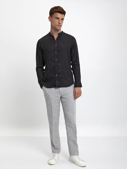 Name Linen Shirt Modern Fit Name Black