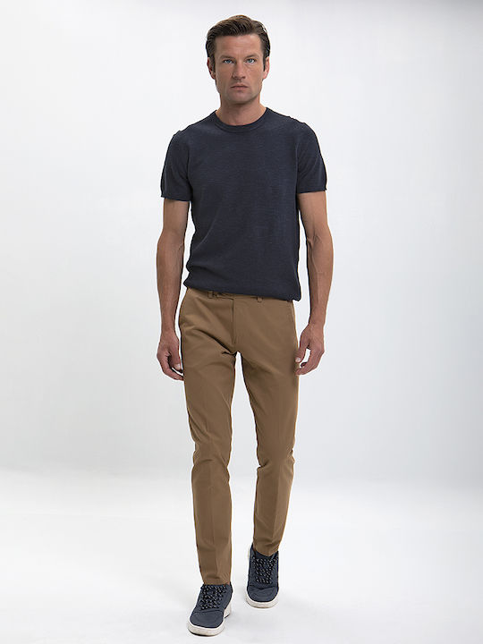 Chinos Slim Fit Trousers in Camel by B.S Bags Camel