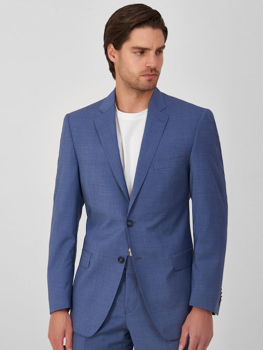 Vardas Ε-motion Suit Super 100's modern fit Vardas Blue WOOL MONOCHROME EVENING, ALL DAY, BUSINESS, GROOM'S