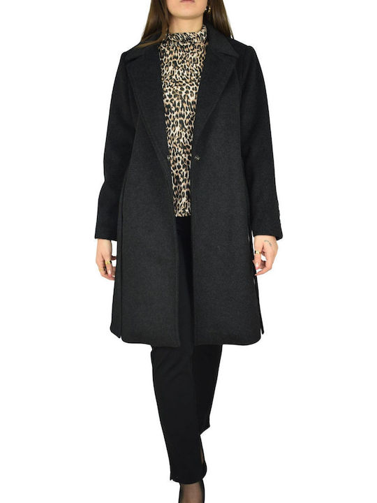 Damen Schwarz Mantel mit Gürtel