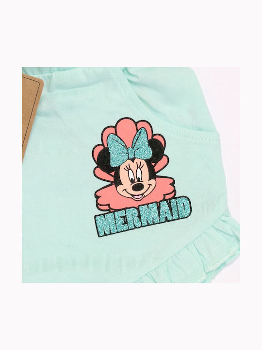 Șort/Salopetă Copii din Material Textil Minnie Mouse Turcoaz